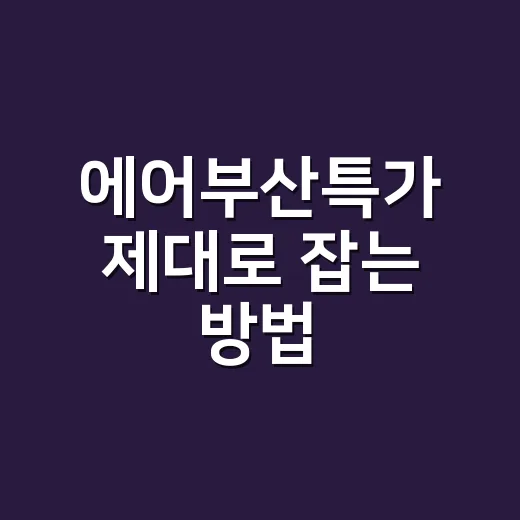 에어부산특가 제대로 잡는 방법, 초보자도 놓치지 않으려면 이렇게 - 요약