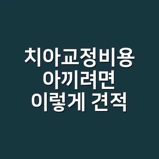 치아교정비용 아끼려면 이렇게 견적 비교하세요 - 요약