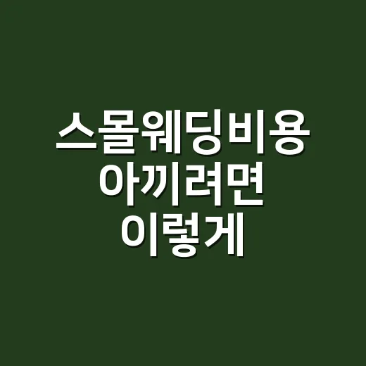 스몰웨딩비용 아끼려면 이렇게 계산하는 방법 - 요약