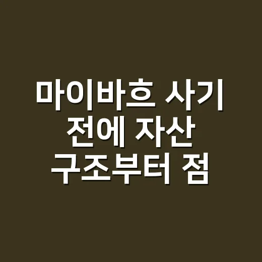 마이바흐 사기 전에 자산 구조부터 점검하는 방법 - 요약