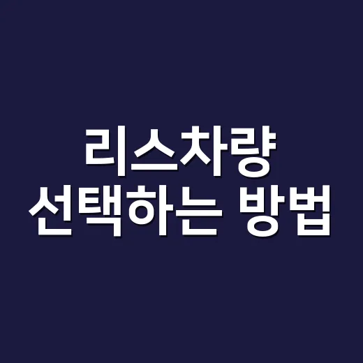 리스차량 선택하는 방법, 초보자가 계약 전 꼭 따져볼 것들 - 요약