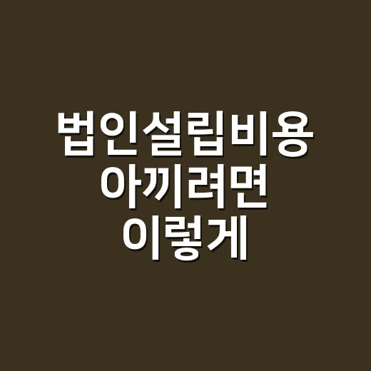 법인설립비용 아끼려면 이렇게 계산하세요 - 요약