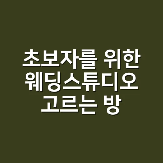 초보자를 위한 웨딩스튜디오 고르는 방법, 계약 전 이렇게 비교하세요 - 요약