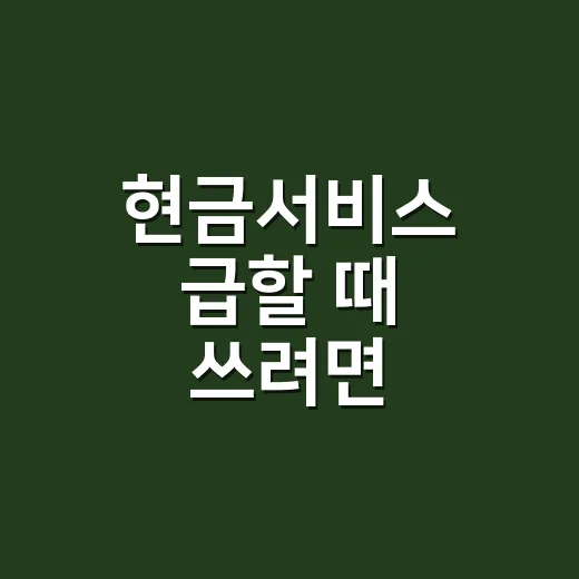 현금서비스 급할 때 쓰려면 신용점수와 대출심사까지 지키는 방법 - 요약
