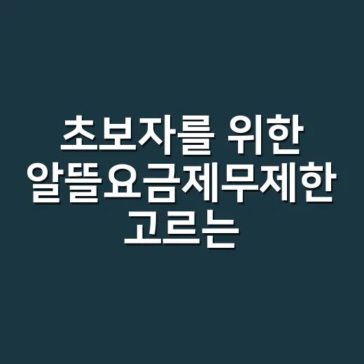 초보자를 위한 알뜰요금제무제한 고르는 방법, 싸게 쓰려면 이렇게 보세요 - 요약