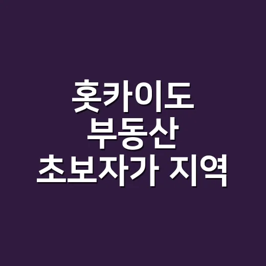홋카이도 부동산 초보자가 지역 고르는 방법 - 요약