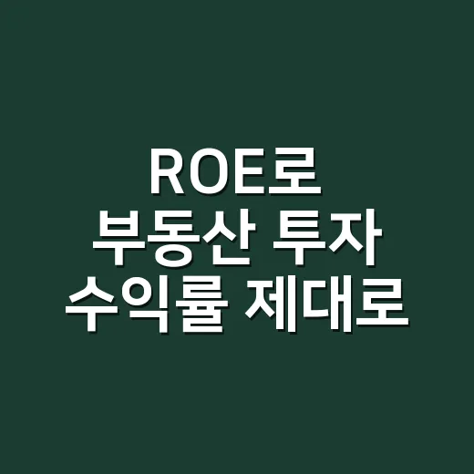 ROE로 부동산 투자 수익률 제대로 보는 방법 - 요약