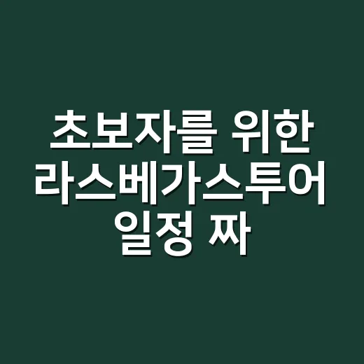 초보자를 위한 라스베가스투어 일정 짜는 방법 - 요약