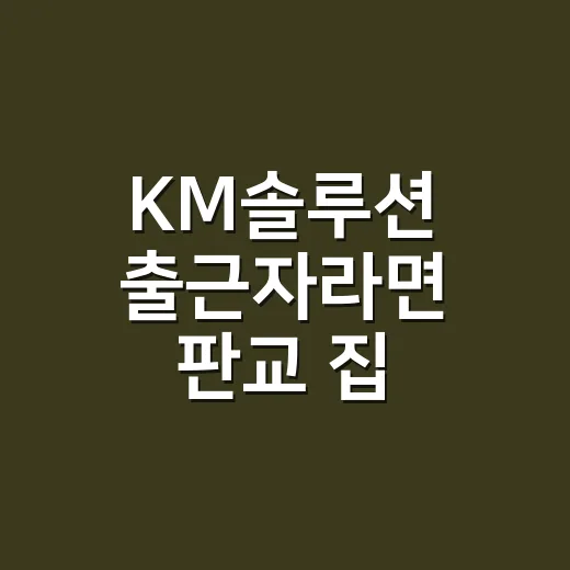 KM솔루션 출근자라면 판교 집 고르는 방법 - 요약