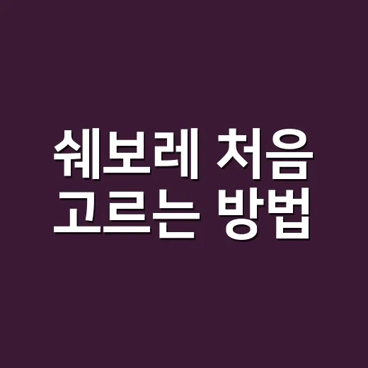 쉐보레 처음 고르는 방법, 예산부터 정비까지 이렇게 보면 덜 흔들립니다 - 요약