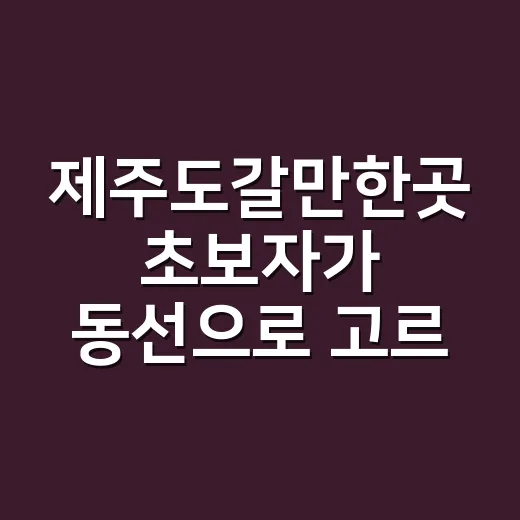제주도갈만한곳 초보자가 동선으로 고르는 방법 - 요약