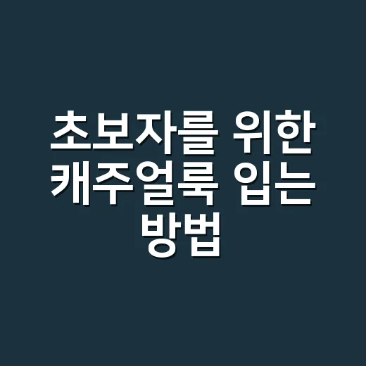 초보자를 위한 캐주얼룩 입는 방법, 집 보러 가는 날에도 단정하게 - 요약