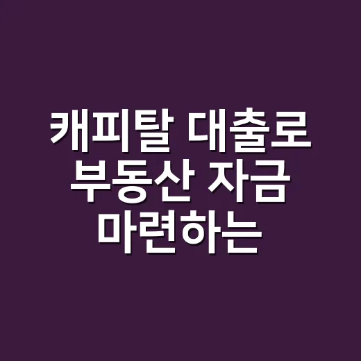 캐피탈 대출로 부동산 자금 마련하는 방법, 승인 전 꼭 따질 것들 - 요약