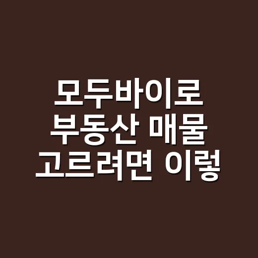 모두바이로 부동산 매물 고르려면 이렇게 확인하는 방법 - 요약