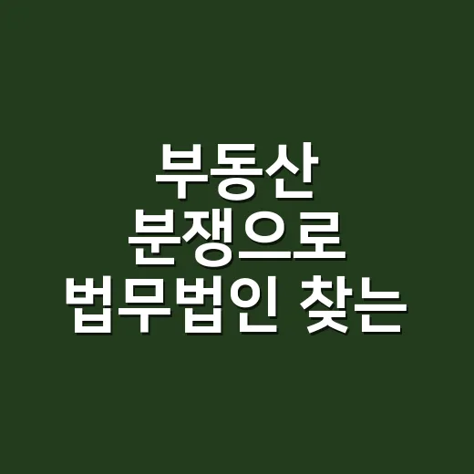 부동산 분쟁으로 법무법인 찾는 방법, 계약서부터 소송 비용까지 이렇게 보세요 - 요약