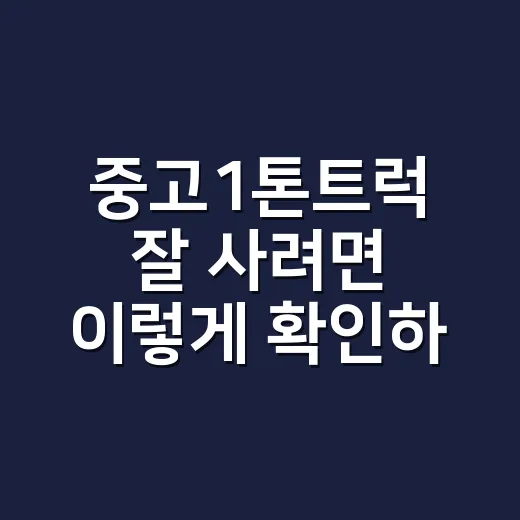 중고1톤트럭 잘 사려면 이렇게 확인하세요 - 요약