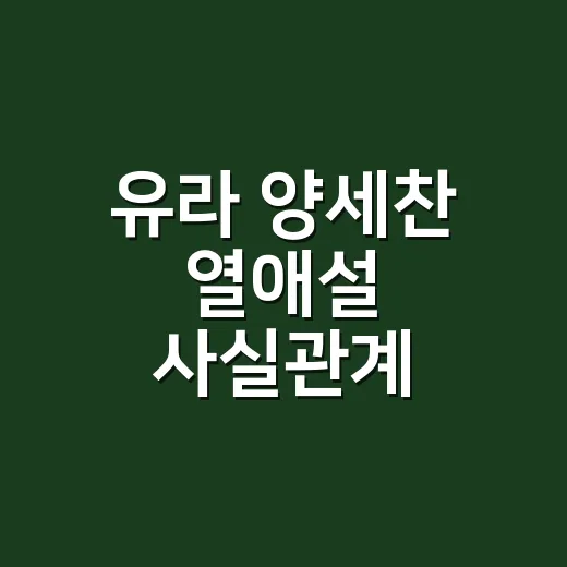 유라 양세찬 열애설 사실관계 확인하는 방법 - 요약