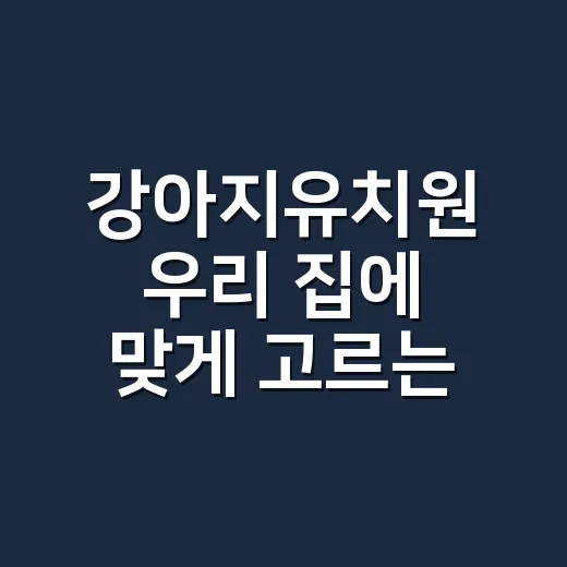 강아지유치원 우리 집에 맞게 고르는 방법 - 요약