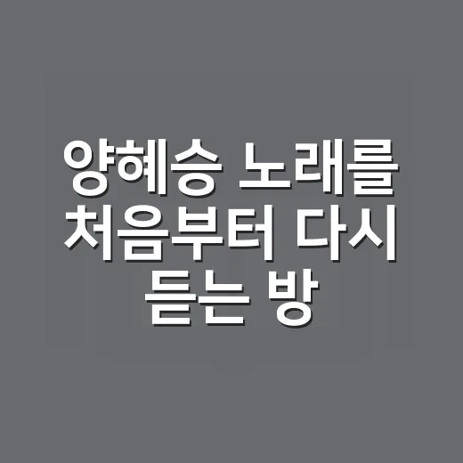 양혜승 노래를 처음부터 다시 듣는 방법 - 요약
