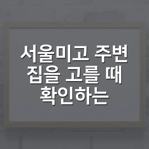 서울미고 주변 집을 고를 때 확인하는 방법 - 요약
