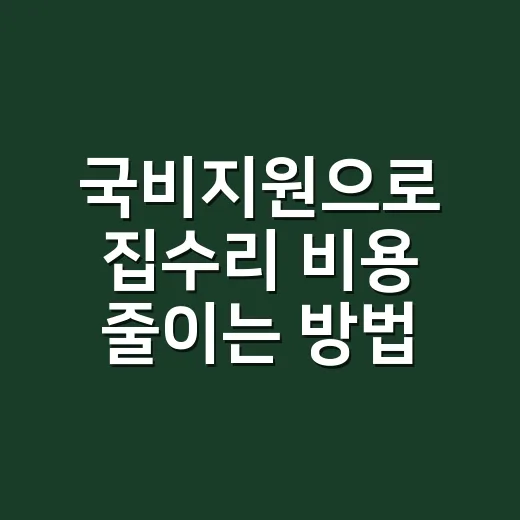 국비지원으로 집수리 비용 줄이는 방법 - 요약