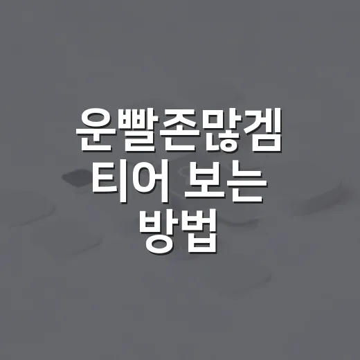 운빨존많겜 티어 보는 방법, 초보자는 이렇게 고르면 편해요 - 요약