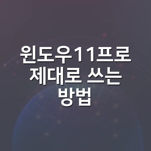 윈도우11프로 제대로 쓰는 방법: 처음 설정부터 기능 선택까지 - 요약