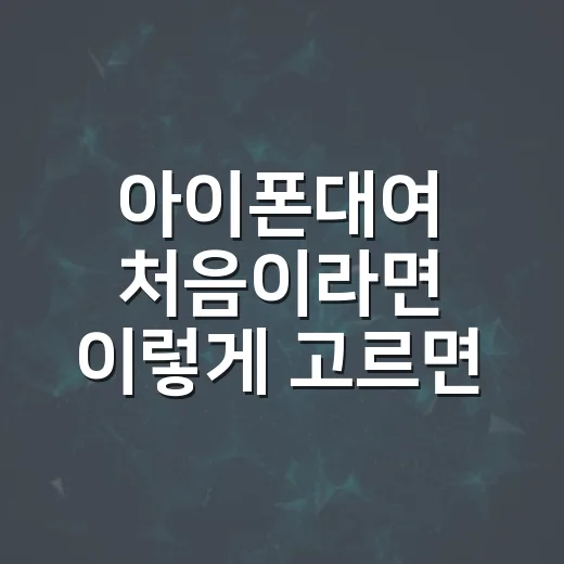 아이폰대여 처음이라면 이렇게 고르면 덜 헤매는 방법 - 요약