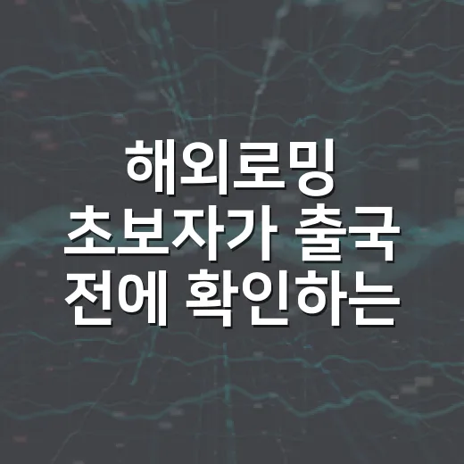 해외로밍 초보자가 출국 전에 확인하는 방법 - 요약
