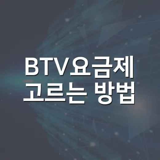 BTV요금제 고르는 방법, 월요금 헷갈릴 때 이렇게 비교하기 - 요약