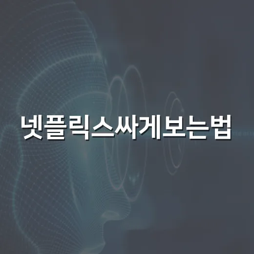 넷플릭스싸게보는법, 월 4,900원부터 줄이는 방법 - 요약