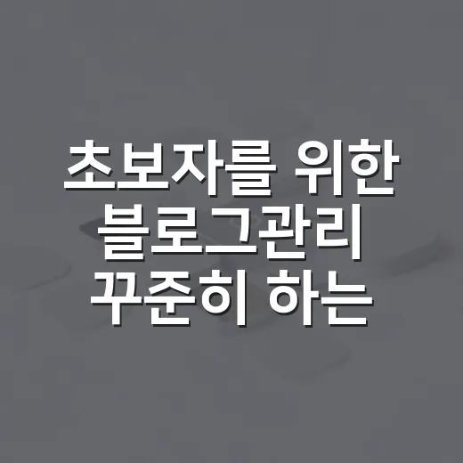 초보자를 위한 블로그관리 꾸준히 하는 방법 - 요약