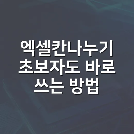 엑셀칸나누기 초보자도 바로 쓰는 방법 - 요약