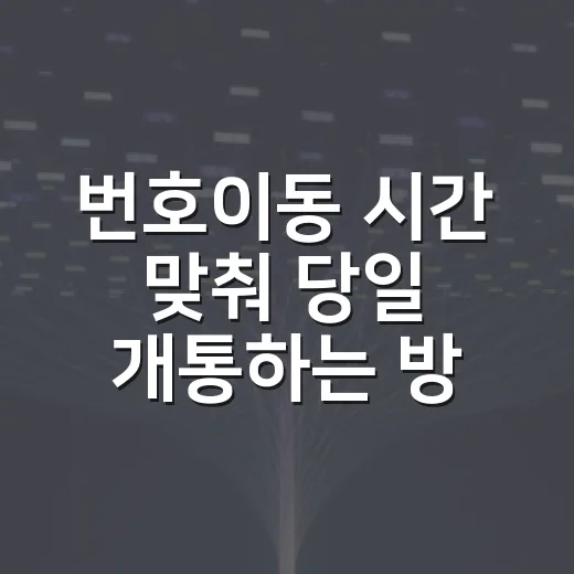 번호이동 시간 맞춰 당일 개통하는 방법 - 요약
