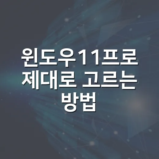 윈도우11프로 제대로 고르는 방법, 집·업무용 기준은 이렇게 잡으면 됩니다 - 요약