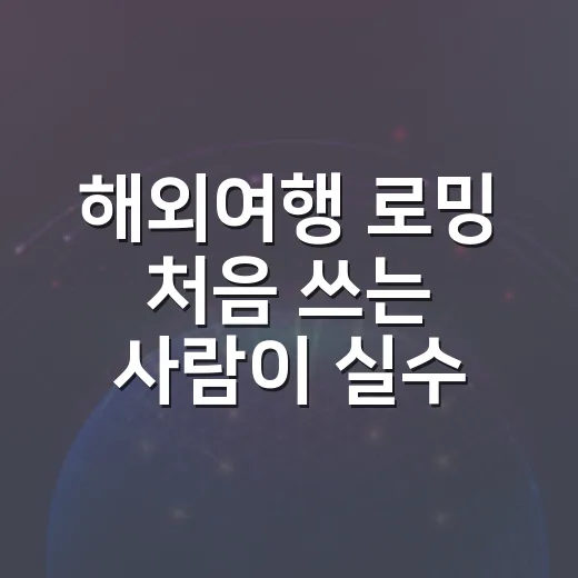 해외여행 로밍 처음 쓰는 사람이 실수 줄이는 방법 - 요약