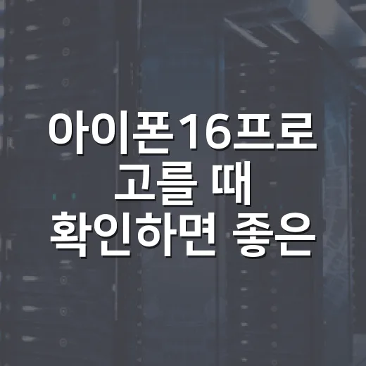 아이폰16프로 고를 때 확인하면 좋은 것들 - 요약
