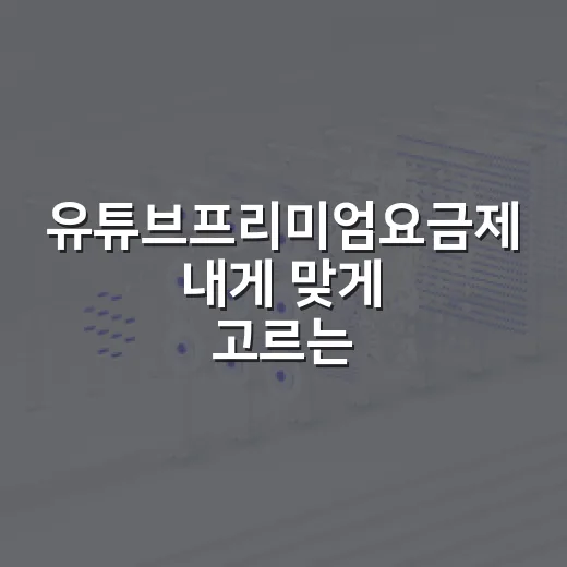 유튜브프리미엄요금제 내게 맞게 고르는 방법 - 요약