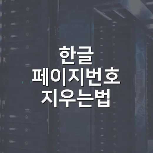 한글 페이지번호 지우는법 상황별로 쉽게 하는 방법 - 요약