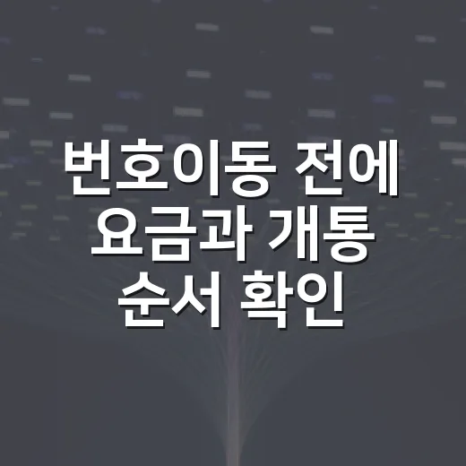 번호이동 전에 요금과 개통 순서 확인하는 방법 - 요약