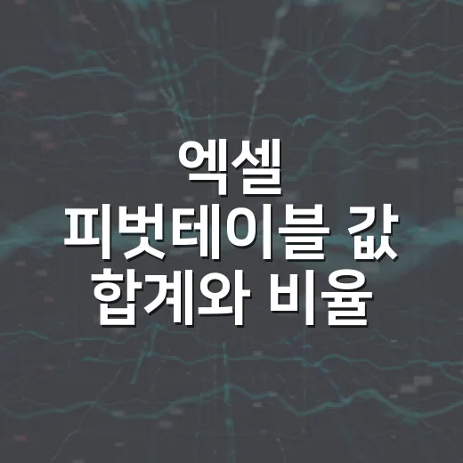 엑셀 피벗테이블 값 합계와 비율 바꾸는 방법 - 요약