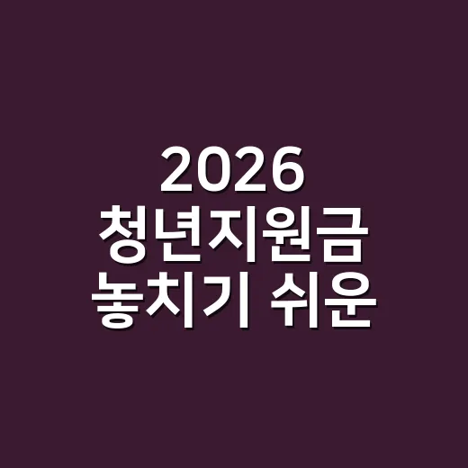 2026 청년지원금 놓치기 쉬운 5가지 신청 기준 - 요약