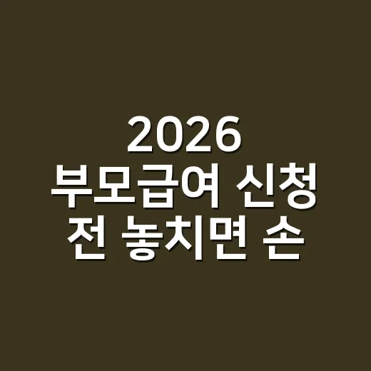 2026 부모급여 신청 전 놓치면 손해 보는 5가지 조건 - 요약