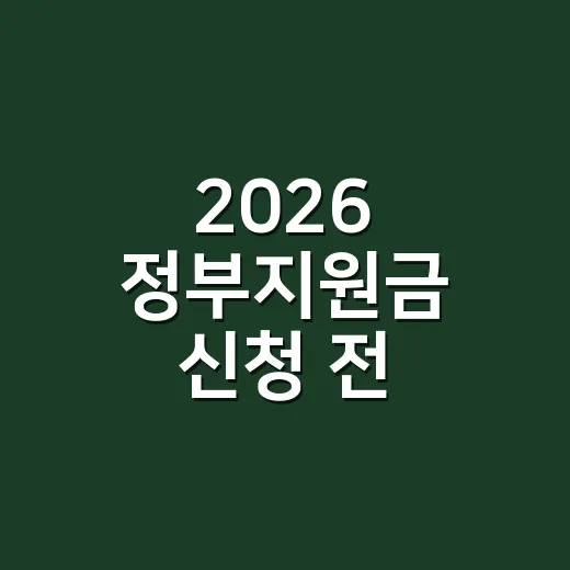 2026 정부지원금 신청 전 걸러야 할 5가지 조건 - 요약