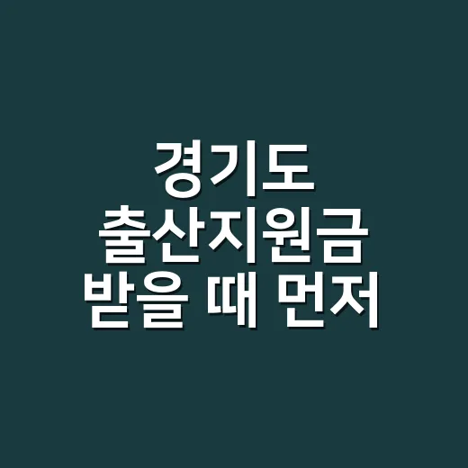 경기도 출산지원금 받을 때 먼저 확인할 5가지 조건 - 요약