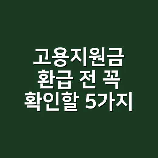 고용지원금 환급 전 꼭 확인할 5가지 조건 - 요약