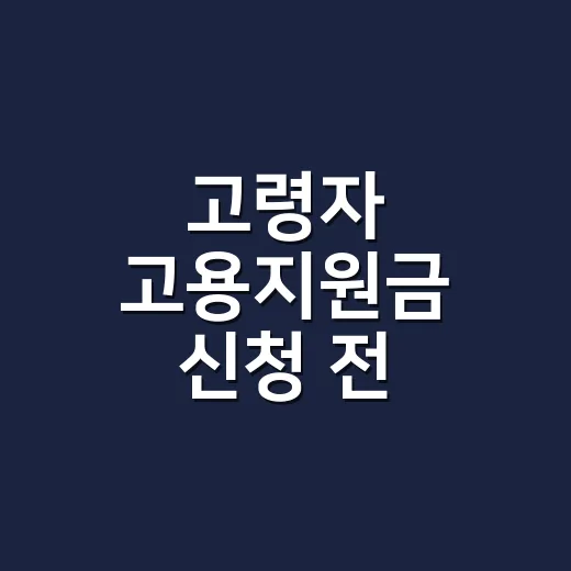 고령자 고용지원금 신청 전 확인할 5가지 탈락 조건 - 요약
