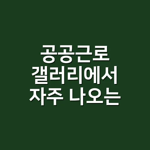 공공근로 갤러리에서 자주 나오는 탈락 조건 7가지 - 요약