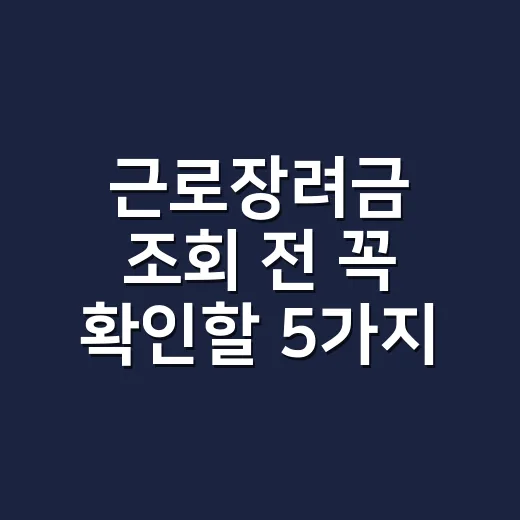 근로장려금 조회 전 꼭 확인할 5가지 기준 - 요약