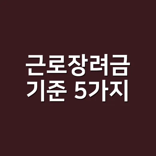 근로장려금 기준 5가지, 신청 전에 탈락 조건부터 확인하세요 - 요약